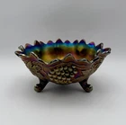 Antique Northwood Carnival Glass Footed Grape and Cable Fruit Centerpiece Bowl