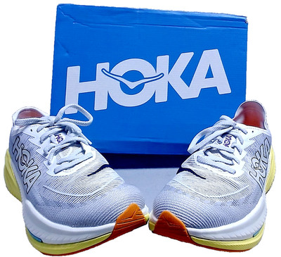 Hoka Men's Mach X 2 Sneaker, Frost/Citrus, 12