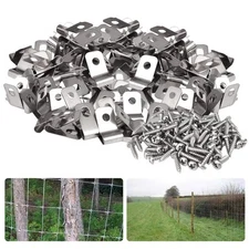 100 Pcs Fence Wire Clamps with 100 Pcs Screws, Livestock Fencing Clips Agricu...