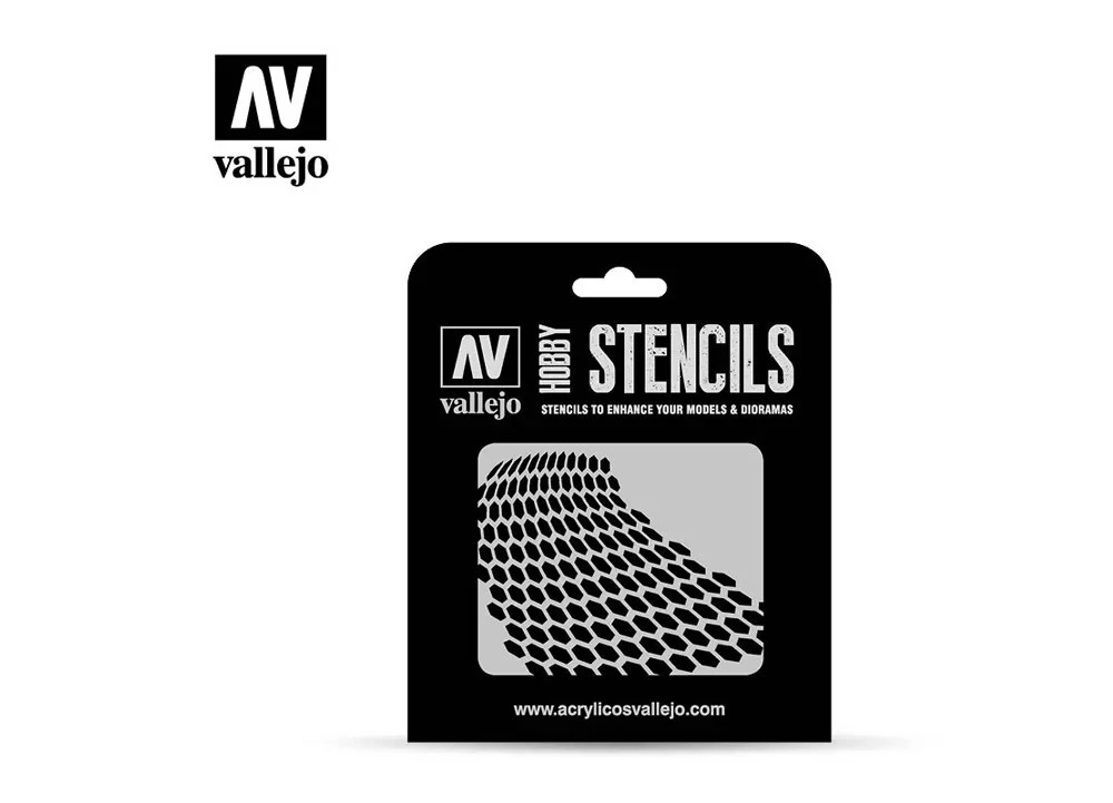 Distorted Honeycomb - Hobby Stencils - Brand New - Acrylicos Vallejo