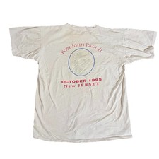 Vintage 90s 1995 Pope John Paul II Double Sided Graphic T Shirt Size Large