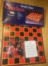 Pressman 2 Players Family Classic Checkers Game with Folding Board 1993 Pressman