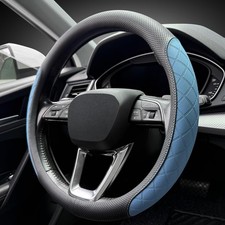 Nappa Leather Steering Wheel Cover For 14 12-15 Models Black Blue