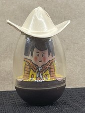 1974 Hasbro Playskool - Weeble Wobbles - Cowboy Dad Brown with Hat
