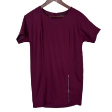 Banana Republic Red Burgundy Shift Dress Exposed Zipper Back Women's 0