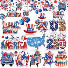 12 Pcs Independence Day Wooden Hanging Ornaments 4th of July Tree Decor Pack