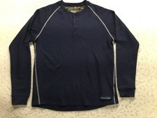 Realtree Henley Shirt Mens L Large Dark Blue Long Sleeve 1/4 Thermal Waffle