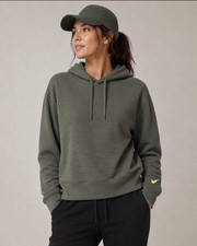 Nike Dri-FIT Ribbed Pullover Hoodie Green Neon Swoosh Side Pockets Small