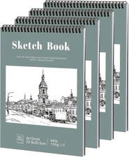 4 Pack Sketch Book, 9 x 12 Inch Sketchbook, 9 × 12Inch（4 Pack）, Light Cyan 