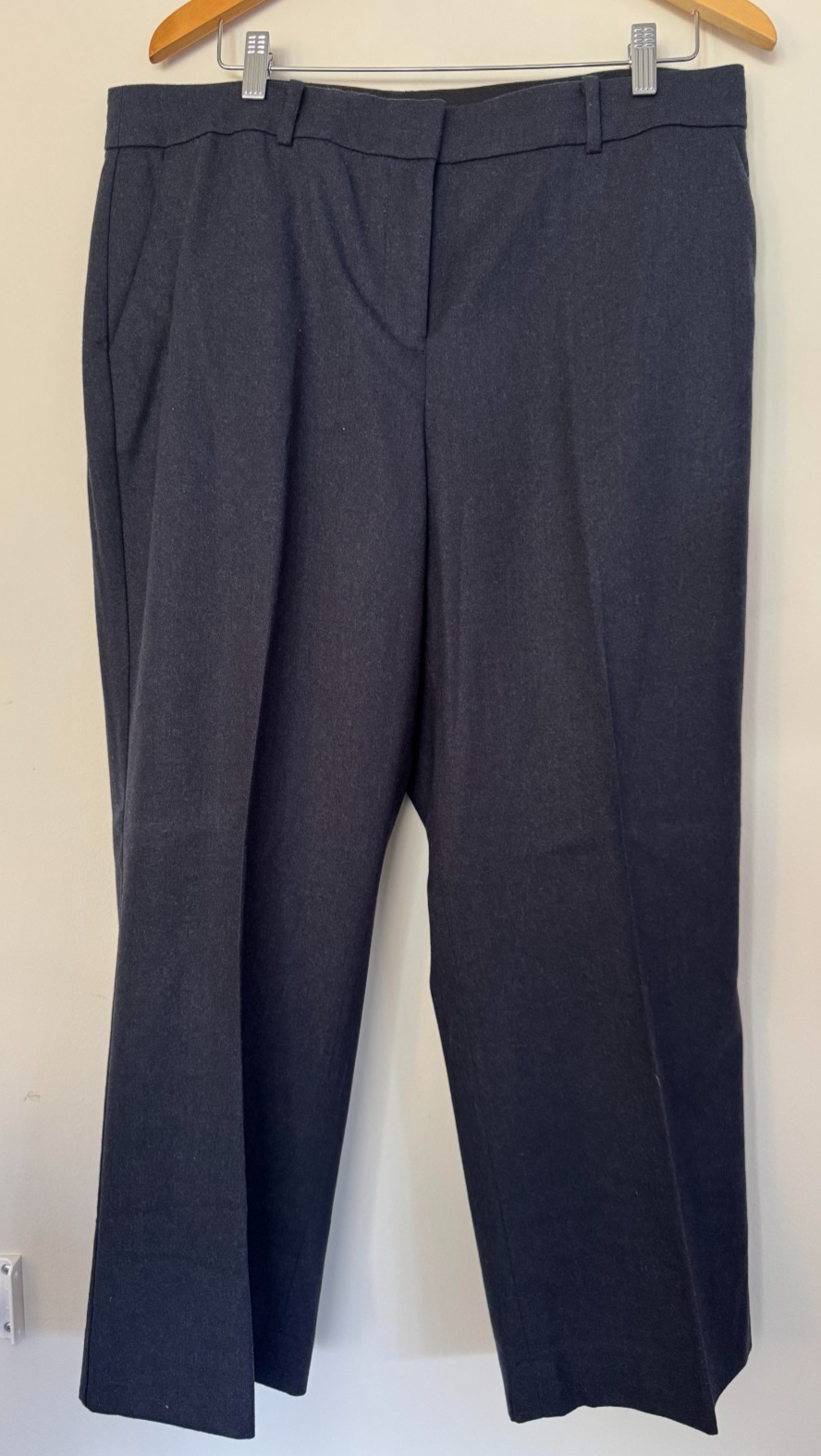 Talbots Pants Womens 14 Dark Navy Signature Wool Blend Stretch Dress Trousers