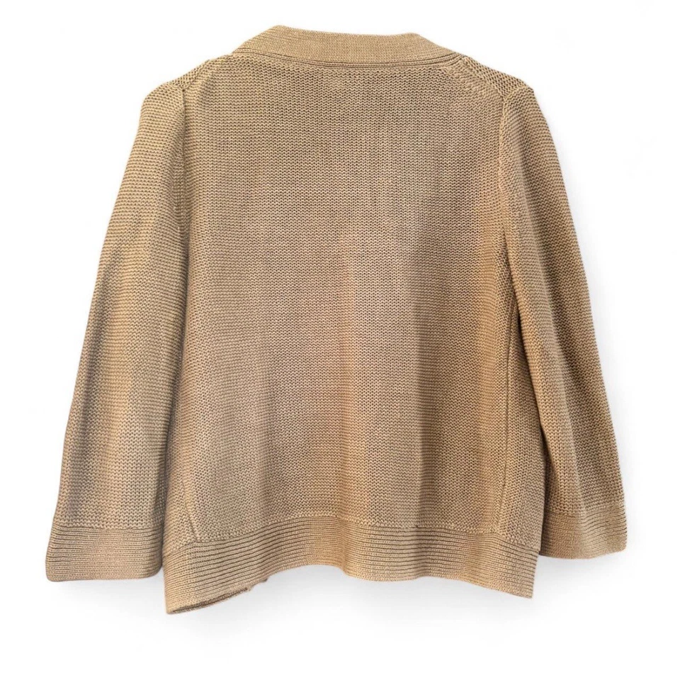 J. Crew Tan 100% 亚麻开衫带口袋风格 #15141 — 第 2/3 张图片