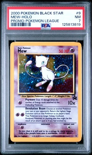 2000 POKEMON PROMO BLACK STAR POKEMON LEAGUE #9 MEW-HOLO PSA 7