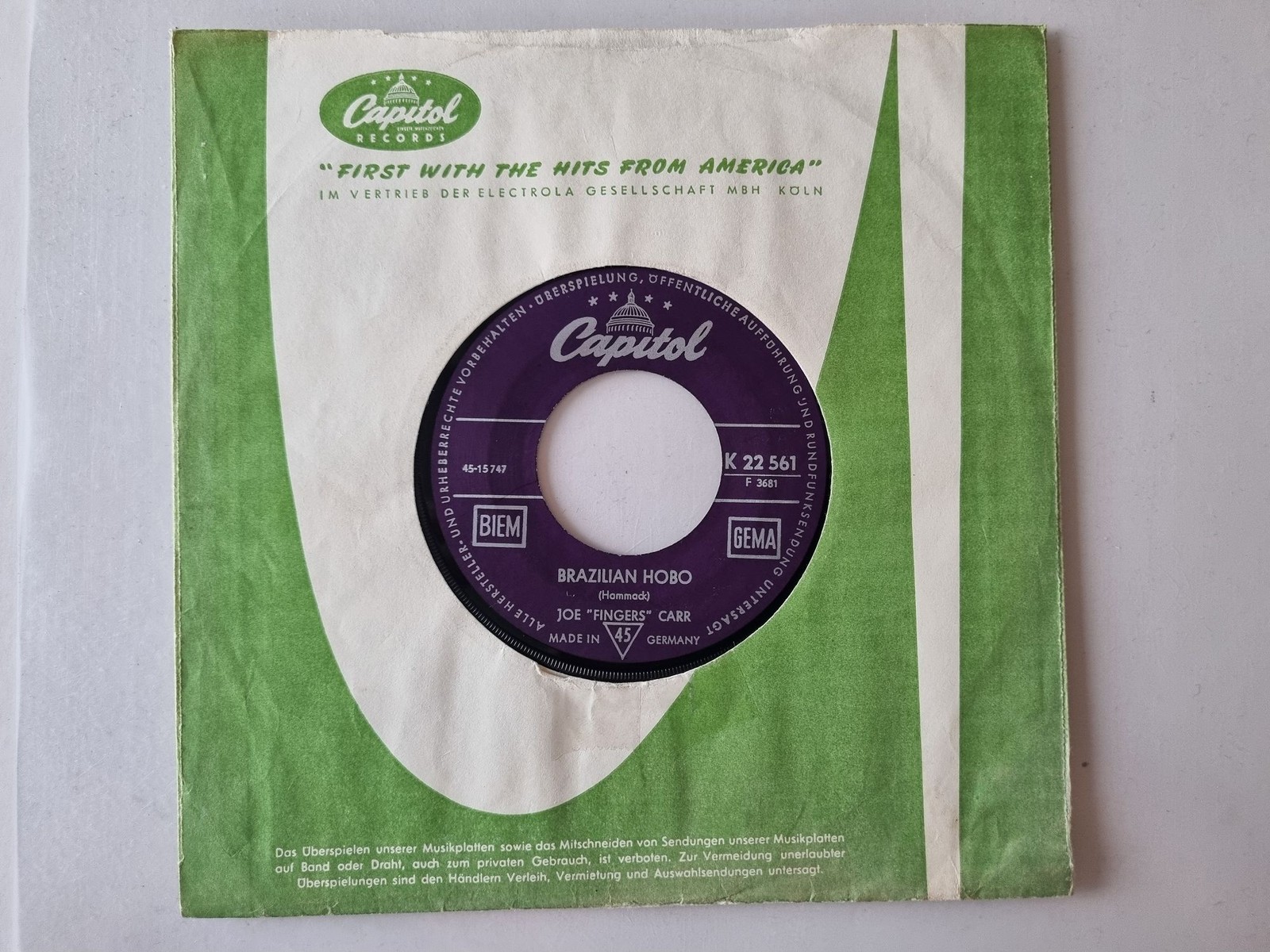 Joe ""Fingers"" Carr - Loco-Motion 7'' Vinyl Germany