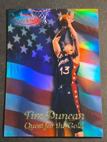 1999 Topps Quest for the Gold Label RED MISSING SERIAL #/25 Tim Duncan
