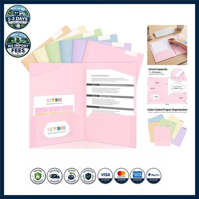 Folders with Pockets and Tabs, 6 Pack Plastic File Folders with 18 Labels, Le...