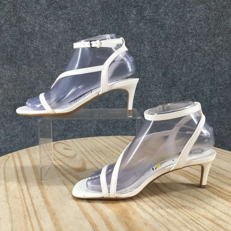 全新 Calvin Klein 凉鞋 女式 6.5 M Iryna 踝绑带 白色 人造皮革 — 第 2/4 张图片