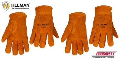 2 PR. Tillman Cold Weather Leather Lined Heavy Duty Winter Insulated Work Gloves