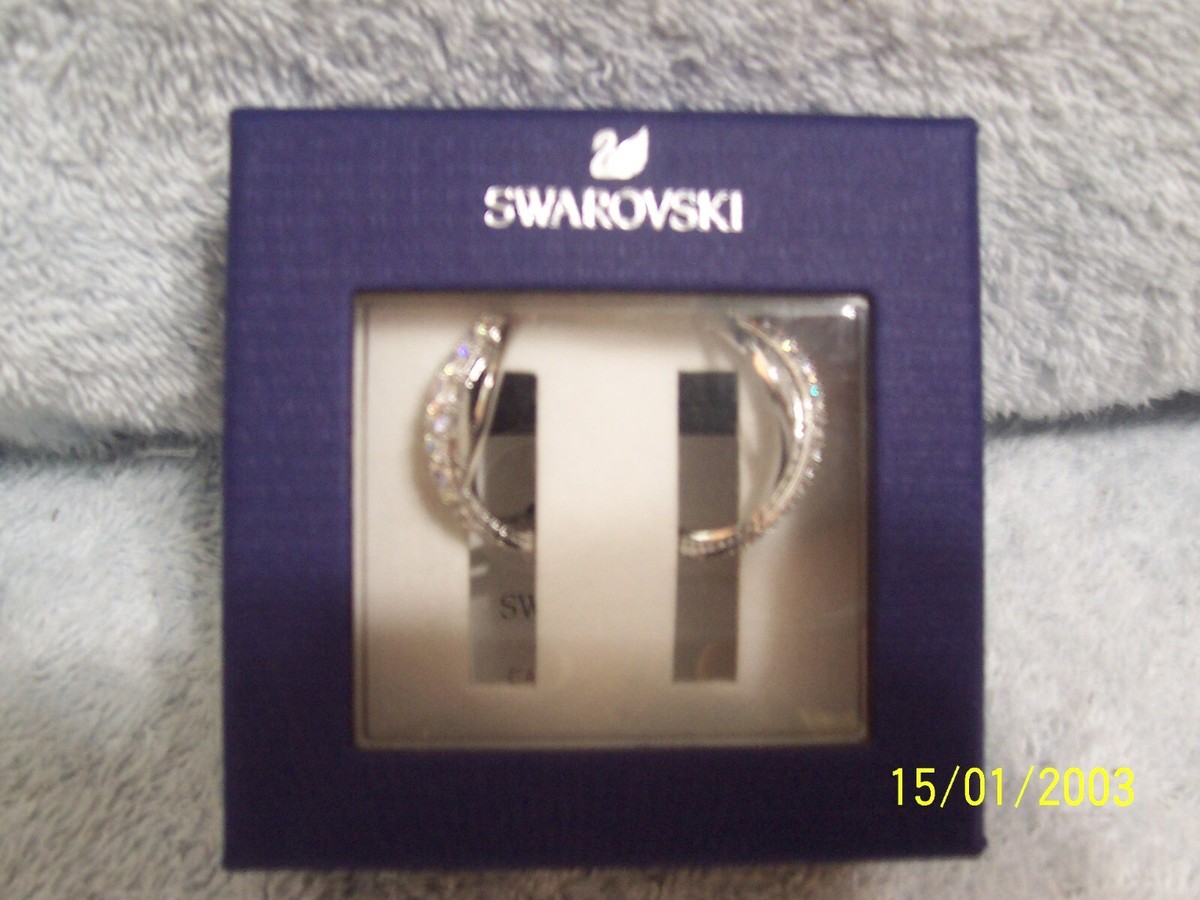 Swarovski CZ Twist Hoop Pierced Earrings New In Box (hard to Swarovski CZ Twist Hoop Pierced Earrings New In Box (hard to