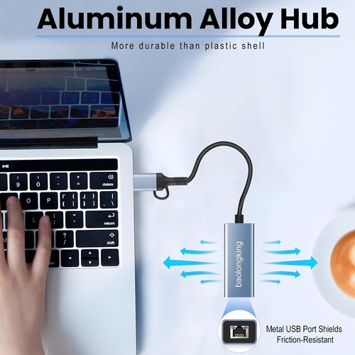 USB 3.0 zu Ethernet Adapter mit USB C zu RJ45 Gigabit LAN 1000Mbps Kabelgebunden - Bild 4 von 9