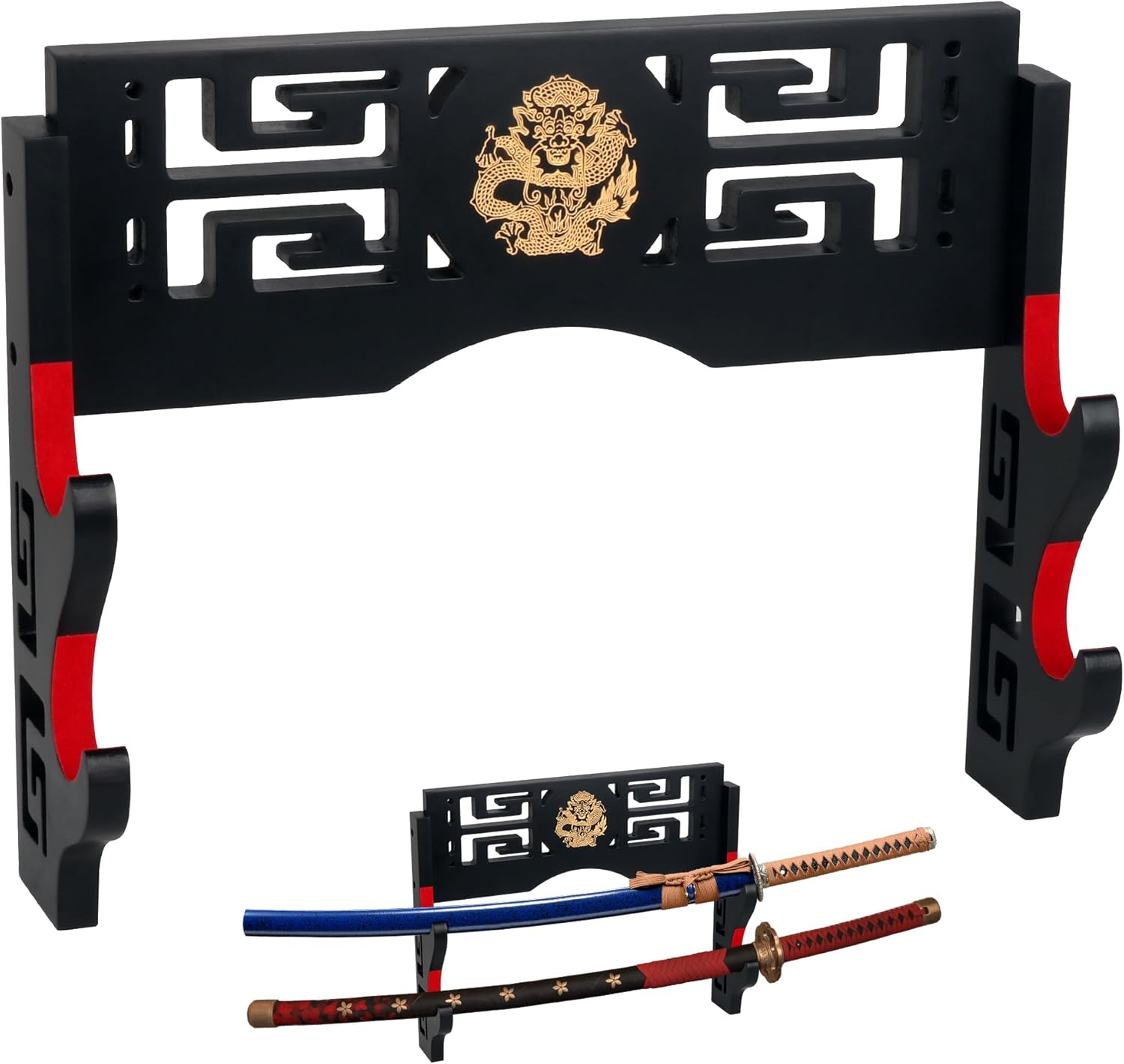 Sword Display Katana Wall Mount, 2-Tier Samurai Sword Katana Holder Stand with V