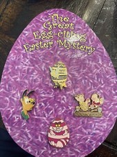 Disney Cheshire Cat Tinkerbell Pluto Grumpy Dopey Easter Basket Surprise Pin Set