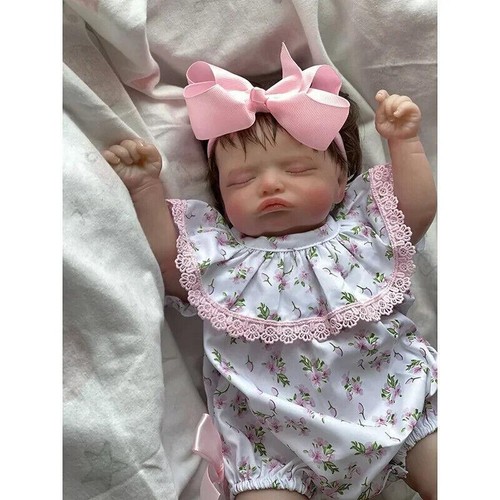 19" Lifelike Reborn Baby Doll 3D Skin Sleeping Newborn Girl Soft Touch Toys Gift - Picture 3 of 9