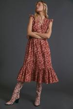 NWT ANTHROPOLOGIE ALTAMIRA RED MIDI DRESS by ATSU M