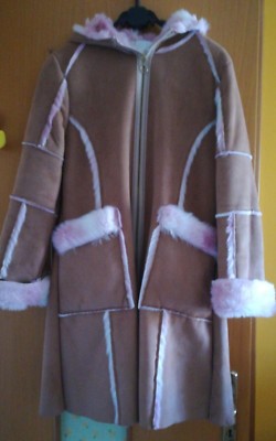 MONTONE PELLICCIA ECOLOGICO BAMBINA BRUMS 12 ANNI ROSA E BEIGE