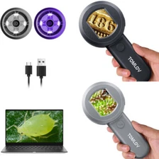 Tomlov Handheld Digital Microscope 100X Amplification LED & UV light Coin Loupe