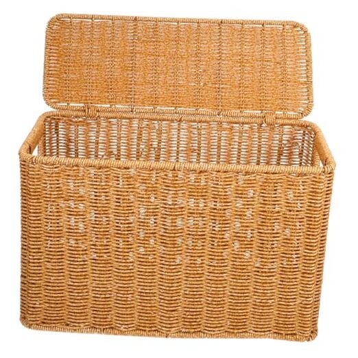 Wicker Storage Baskets with Lids, Rattan Magazine Holder, Weave Sundries
