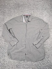 Buffalo David Bitton Shirt Men Large Gray Minimal Work Wear Casual Preppy Slim