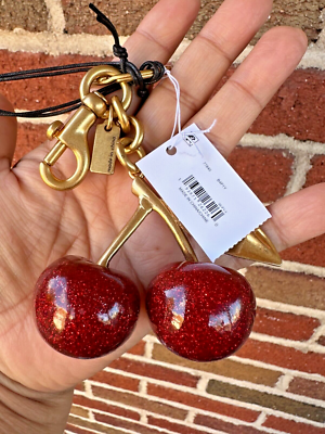 COACH Cherry Keychain or Bag Charm 77840 Authentic NWT WITH POUCH