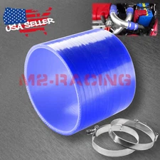4" Silicone Hose Adapter Transition Blue Coupler Pipe Connector + T Clamp Intake