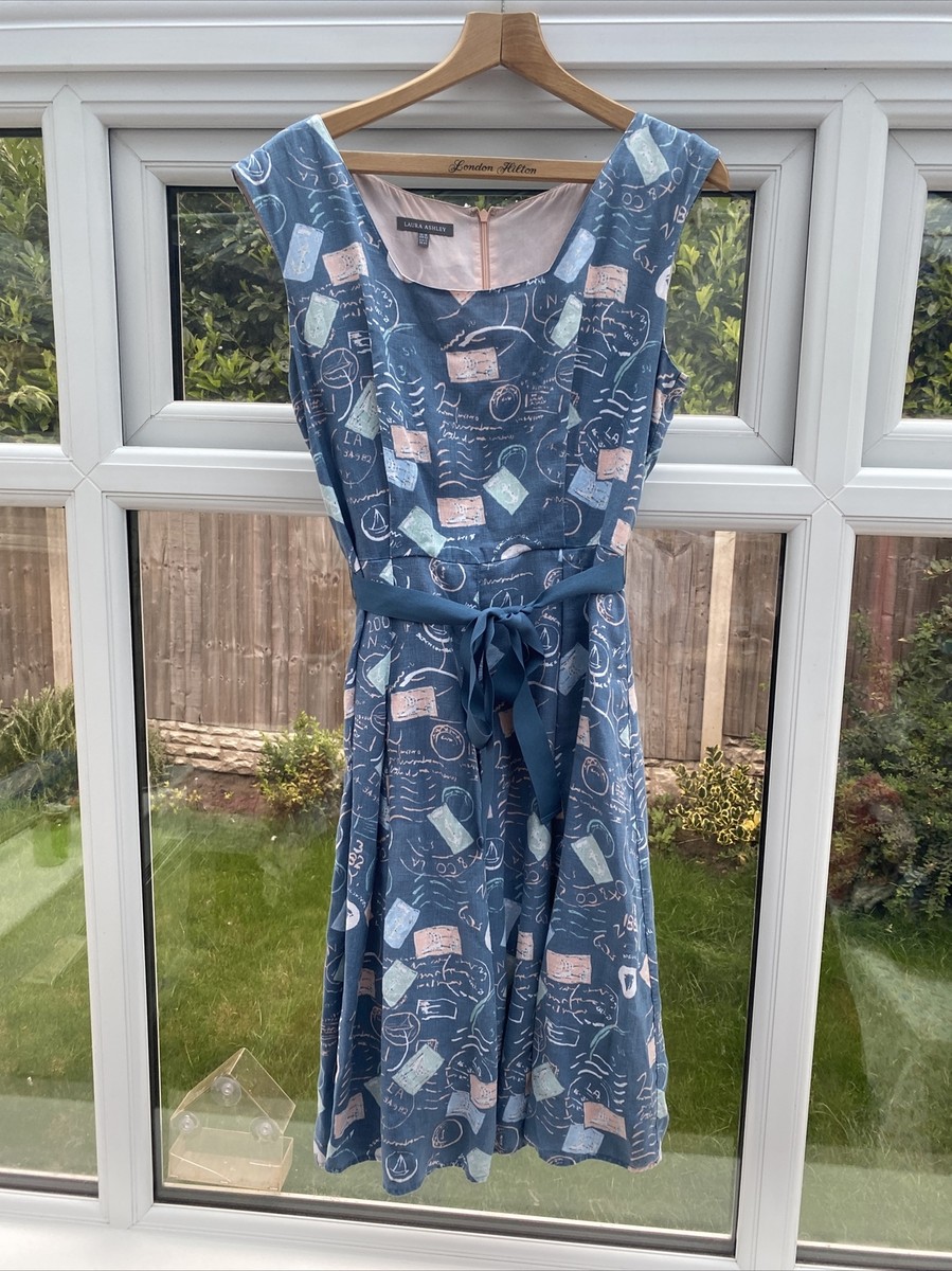 Size 16 Laura Ashley 100% Linen Belted Summer dress Sailboat nautical Vtg Lined | eBay Size 16 Laura Ashley 100% Linen Belted Summer dress Sailboat nautical Vtg Lined | eBay