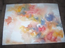 Original Watercolor By Peg Humphreys, Abstract & Top of Victorian 19"x25"