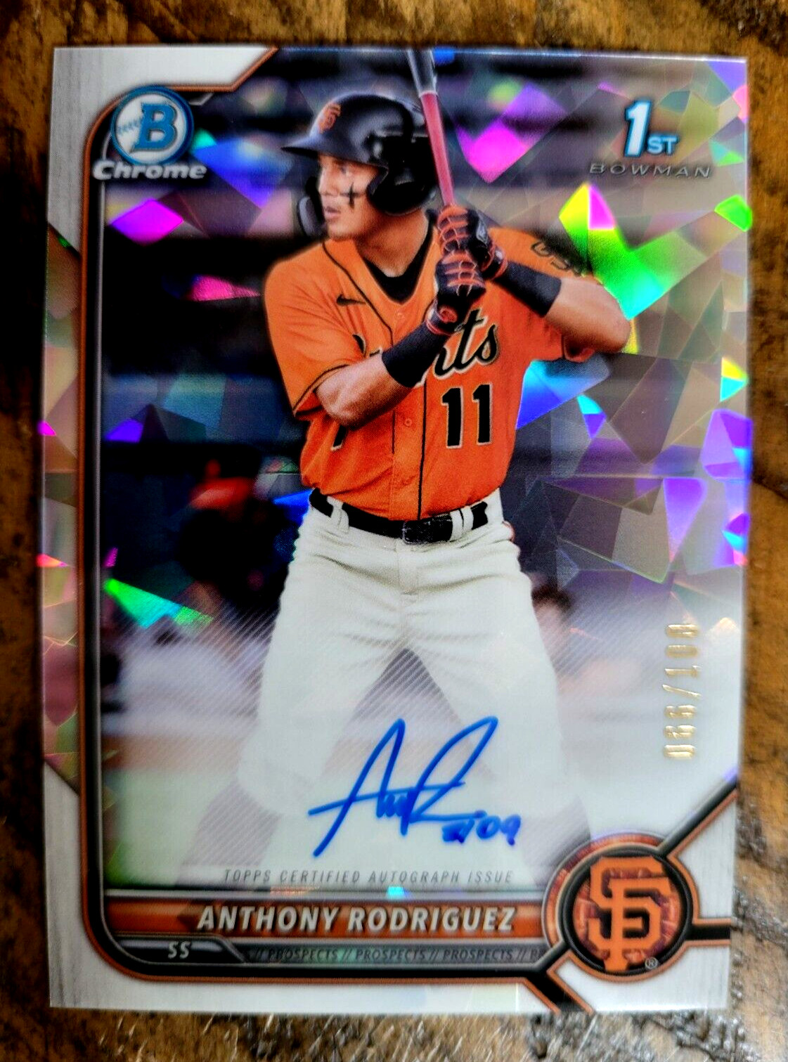 2022 Bowman Chrome Prospects #CPA-ARZ Anthony Rodriguez  Auto Atomic Ref 66/100