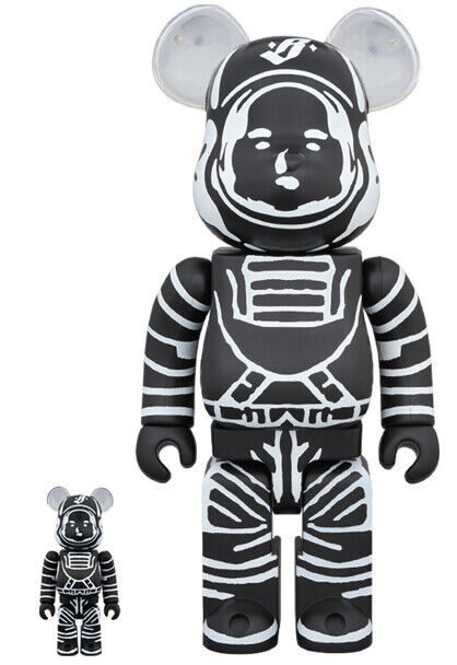 BEARBRICK BILLIONAIRE BOYS CLUB ASTRONAUT BLACK 100%&400 BEARBRICK BILLIONAIRE BOYS CLUB ASTRONAUT BLACK 100%&400