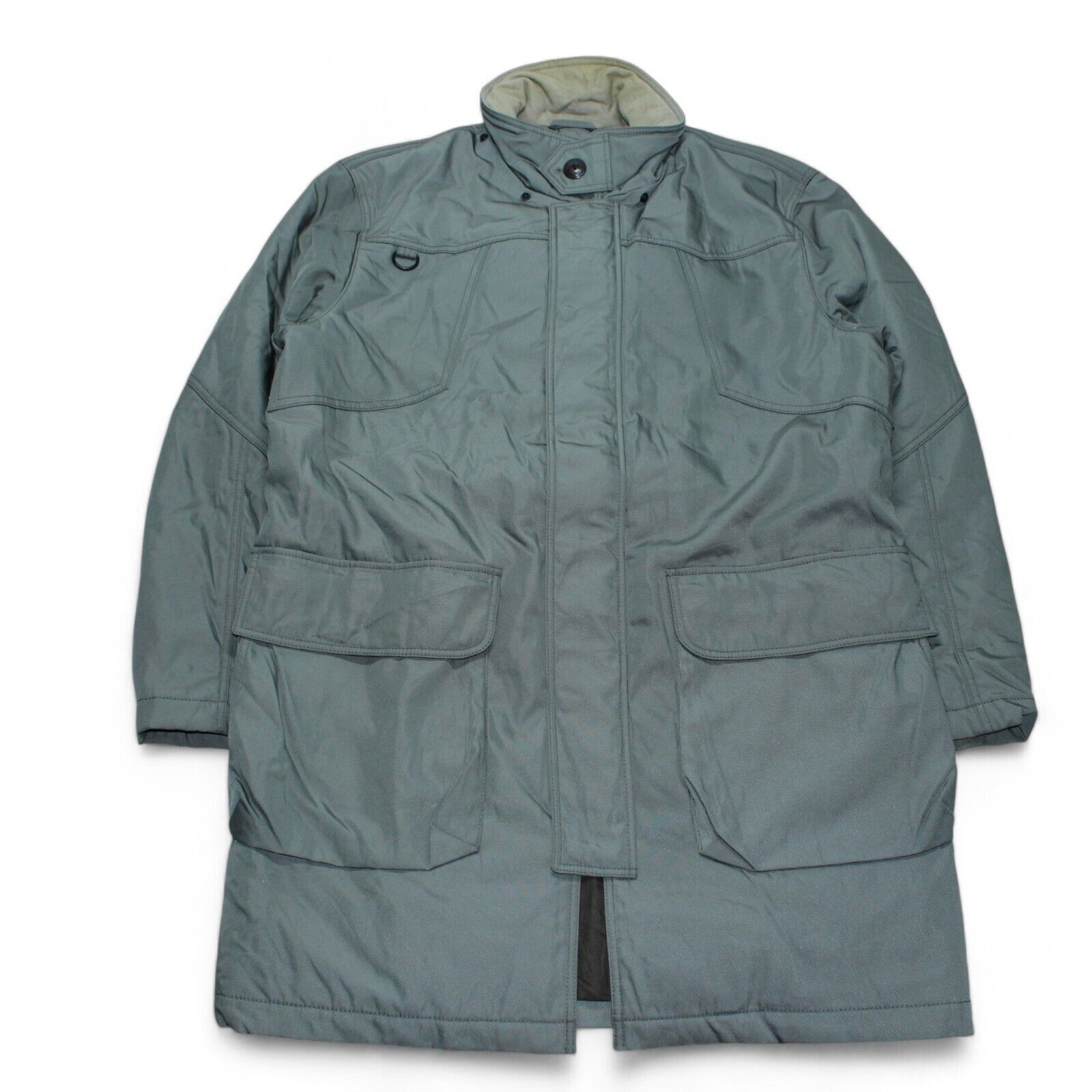 Hugo Boss Long Coat Mens Size 52 XL Khaki Military Field Nylon Chore Y2K Uniform