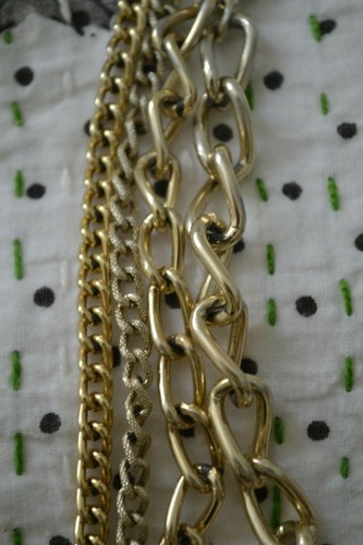 VINTAGE 1960s gold anodized aluminium eloxal multistrand chain necklace - Picture 7 of 9
