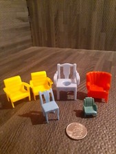 Vintage Dollhouse Chairs And Potty Chair Mid-century Plastic