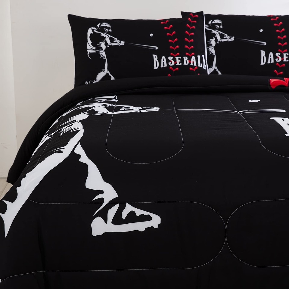 Boys Queen Comforter Set, Sports Theme Baseball Bedding Set for Kids Girls Te... eBay