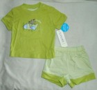 Infant Baby Boy Carters 2Pc T-Shirt Shorts Green Stripes Comfy Set Sz 6 Months — photo 1