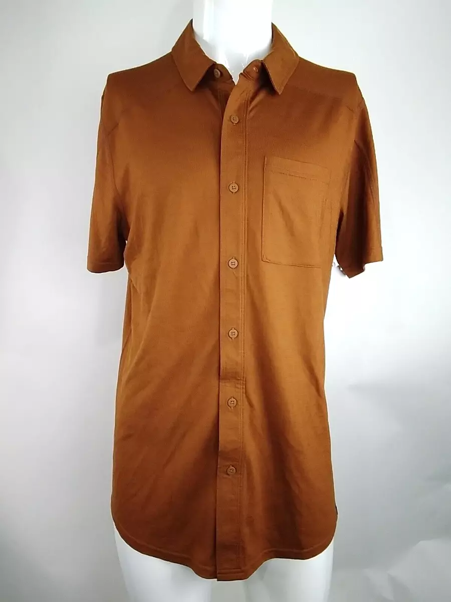 Smartwool Men Short Sleeve Button Down Shirt Fox Brown Medium 16963 L40