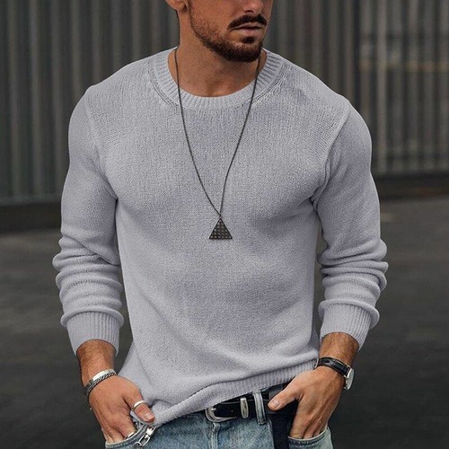 Men Long Sleeve Sweaters Fashion ONeck Pullovers Streetwear solid Casual  fashion | eBay