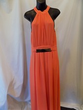 GUESS BY MARCIANO Orange Slice Grecian Style Maxi W/Gold Decor Sz S (311)
