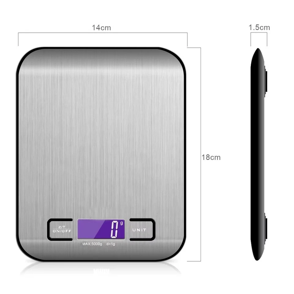 5kg × 1g Digital Kitchen Scale – Stainless Steel & ABS LCD Timer - image 4 of 4