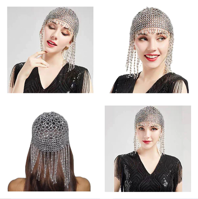 Beaded Exotic Cleopatra Head Piece Cap Egyptian Tassel Chain  display picture 3