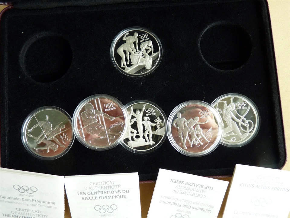 FRANCE ALBERTVILLE 1994 WINTER OLYMPIC GAME SET 6 COINS STERLING SILVER  - Image 2 of 4