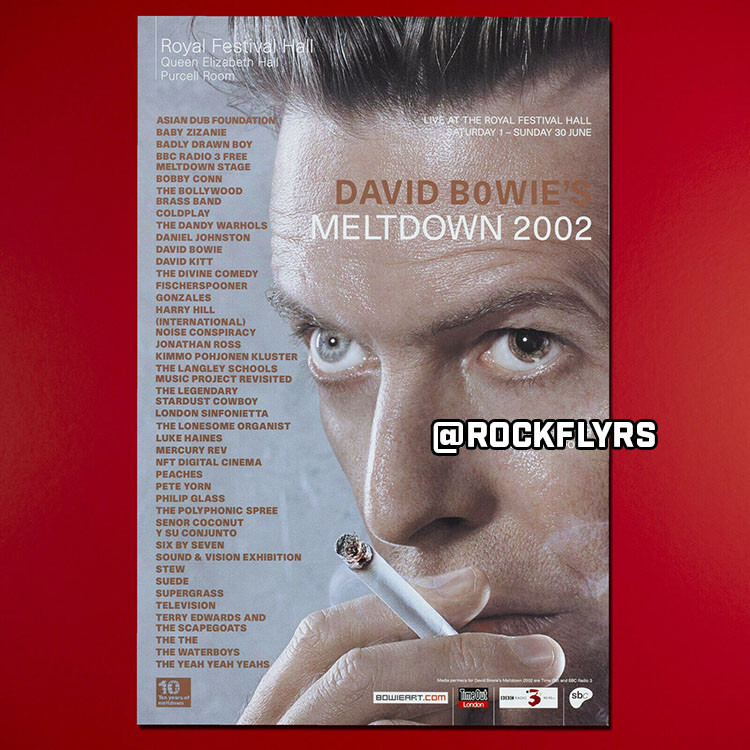 DAVID BOWIE MELTDOWN FESTIVAL 2002 Original 20.5" x 30" Festival Poster. London