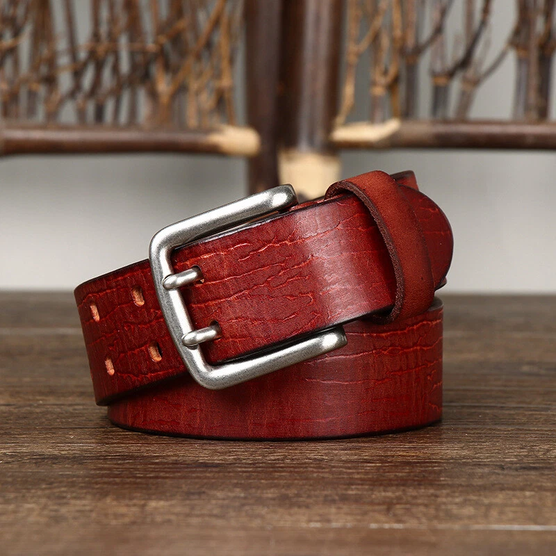 Hommes Ceinture Cuir 3.8cm Large Double Volet R sistant D contract Cadeau R tro